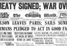 Newspaper Headline Announcing Treaty of Versailles