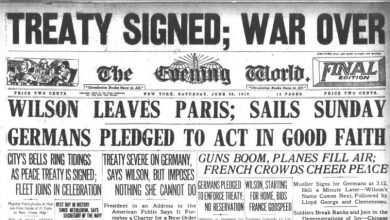 Newspaper Headline Announcing Treaty of Versailles