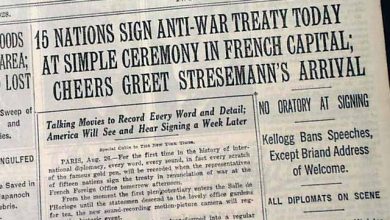Newspaper Announcement of Kellogg Briand Pact